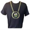 Express Medals Custom Happy Birthday Champ Chain Trophy with 2 Lines of Personalized Text on a Large Rigid Plastic Award Medal and 34 Inch Long Gold Color Neck Chain. FCL489 view 3