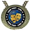 Express Medals Custom Drama Acting Champ Chain Trophy with 2 Lines of Personalized Text on a Large Rigid Plastic Award Medal and 34 Inch Long Gold Color Neck Chain. EG22 view 2