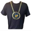 Express Medals Custom Drama Acting Champ Chain Trophy with 2 Lines of Personalized Text on a Large Rigid Plastic Award Medal and 34 Inch Long Gold Color Neck Chain. EG22 view 3