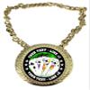 Express Medals Custom Poker Holdem Stud Champ Chain Trophy with 2 Lines of Personalized Text on a Large Rigid Plastic Award Medal and 34 Inch Long Gold Color Neck Chain. FCL432 view 1