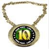 Express Medals Custom 10K Run Race Walk Champ Chain Trophy with 2 Lines of Personalized Text on a Large Rigid Plastic Award Medal and 34 Inch Long Gold Color Neck Chain. FCL579 view 1