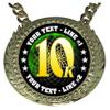 Express Medals Custom 10K Run Race Walk Champ Chain Trophy with 2 Lines of Personalized Text on a Large Rigid Plastic Award Medal and 34 Inch Long Gold Color Neck Chain. FCL579 view 2