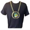 Express Medals Custom Scholastic Lamp Champ Chain Trophy with 2 Lines of Personalized Text on a Large Rigid Plastic Award Medal and 34 Inch Long Gold Color Neck Chain. MY432 view 3