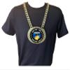 Express Medals Custom Cornhole Bag Toss Champ Chain Trophy with 2 Lines of Personalized Text on a Large Rigid Plastic Award Medal and 34 Inch Long Gold Color Neck Chain. FCL455 view 3
