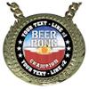 Express Medals Custom Beer Pong Champ Chain Trophy with 2 Lines of Personalized Text on a Large Rigid Plastic Award Medal and 34 Inch Long Gold Color Neck Chain. Beerpong view 2
