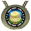 Express Medals Custom Soccer Champ Chain Trophy with 2 Lines of Personalized Text on a Large Rigid Plastic Award Medal and 34 Inch Long Gold Color Neck Chain. D30 view 2