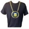 Express Medals Custom Soccer Champ Chain Trophy with 2 Lines of Personalized Text on a Large Rigid Plastic Award Medal and 34 Inch Long Gold Color Neck Chain. D30 view 3