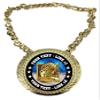 Express Medals Custom Ice Hockey Champ Chain Trophy with 2 Lines of Personalized Text on a Large Rigid Plastic Award Medal and 34 Inch Long Gold Color Neck Chain. D50 view 1