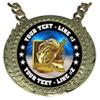 Express Medals Custom Ice Hockey Champ Chain Trophy with 2 Lines of Personalized Text on a Large Rigid Plastic Award Medal and 34 Inch Long Gold Color Neck Chain. D50 view 2