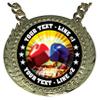 Express Medals Custom Boxing Champ Chain Trophy with 2 Lines of Personalized Text on a Large Rigid Plastic Award Medal and 34 Inch Long Gold Color Neck Chain. MY412 view 2