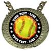 Express Medals Custom Flame Softball Champ Chain Trophy with 2 Lines of Personalized Text on a Large Rigid Plastic Award Medal and 34 Inch Long Gold Color Neck Chain. EMFCL805 view 2