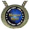 Express Medals Custom Honor Roll Champ Chain Trophy with 2 Lines of Personalized Text on a Large Rigid Plastic Award Medal and 34 Inch Long Gold Color Neck Chain. FCL494 view 2