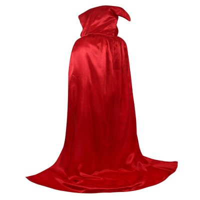 Grebrafan Unisex Hooded Cloak Satin Full Length Masquerade Party Cape (X-Large, red)