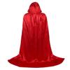 Grebrafan Unisex Hooded Cloak Satin Full Length Masquerade Party Cape (X-Large, red) view 3