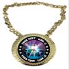 Express Medals Custom Ballet Ballerina Champ Chain Trophy with 2 Lines of Personalized Text on a Large Rigid Plastic Award Medal and 34 Inch Long Gold Color Neck Chain. MY404 view 1