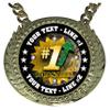 Express Medals Custom Top Sales Salesperson Champ Chain Trophy with 2 Lines of Personalized Text on a Large Rigid Plastic Award Medal and 34 Inch Long Gold Color Neck Chain. FCL567 view 2
