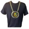 Express Medals Custom Top Sales Salesperson Champ Chain Trophy with 2 Lines of Personalized Text on a Large Rigid Plastic Award Medal and 34 Inch Long Gold Color Neck Chain. FCL567 view 3
