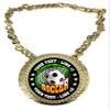 Express Medals Custom Soccer Champ Chain Trophy with 2 Lines of Personalized Text on a Large Rigid Plastic Award Medal and 34 Inch Long Gold Color Neck Chain. FCL543 view 1