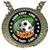 Express Medals Custom Soccer Champ Chain Trophy with 2 Lines of Personalized Text on a Large Rigid Plastic Award Medal and 34 Inch Long Gold Color Neck Chain. FCL543 view 2
