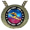 Express Medals Custom Gymnastics Champ Chain Trophy with 2 Lines of Personalized Text on a Large Rigid Plastic Award Medal and 34 Inch Long Gold Color Neck Chain. D22 view 2