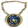 Express Medals Custom All Star Champ Chain Trophy with 2 Lines of Personalized Text on a Large Rigid Plastic Award Medal and 34 Inch Long Gold Color Neck Chain. EG4 view 1