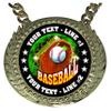 Express Medals Custom Baseball Champ Chain Trophy with 2 Lines of Personalized Text on a Large Rigid Plastic Award Medal and 34 Inch Long Gold Color Neck Chain. FCL410 view 2