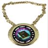 Express Medals Custom Holy Bible Religious Champ Chain Trophy with 2 Lines of Personalized Text on a Large Rigid Plastic Award Medal and 34 Inch Long Gold Color Neck Chain. MY408 view 1