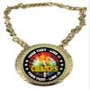 Express Medals Custom Champs Champ Chain Trophy with 2 Lines of Personalized Text on a Large Rigid Plastic Award Medal and 34 Inch Long Gold Color Neck Chain. MY455 view 1