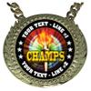 Express Medals Custom Champs Champ Chain Trophy with 2 Lines of Personalized Text on a Large Rigid Plastic Award Medal and 34 Inch Long Gold Color Neck Chain. MY455 view 2