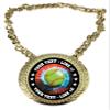Express Medals Custom Softball Champ Chain Trophy with 2 Lines of Personalized Text on a Large Rigid Plastic Award Medal and 34 Inch Long Gold Color Neck Chain. MY402 view 1