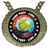 Express Medals Custom Softball Champ Chain Trophy with 2 Lines of Personalized Text on a Large Rigid Plastic Award Medal and 34 Inch Long Gold Color Neck Chain. MY402 view 2
