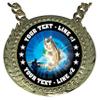 Express Medals Custom Fishing Fisherman Champ Chain Trophy with 2 Lines of Personalized Text on a Large Rigid Plastic Award Medal and 34 Inch Long Gold Color Neck Chain. MY421 view 2