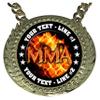Express Medals Custom Flame MMA Champ Chain Trophy with 2 Lines of Personalized Text on a Large Rigid Plastic Award Medal and 34 Inch Long Gold Color Neck Chain. EMFCL806 view 2