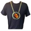 Express Medals Custom Flame MMA Champ Chain Trophy with 2 Lines of Personalized Text on a Large Rigid Plastic Award Medal and 34 Inch Long Gold Color Neck Chain. EMFCL806 view 3