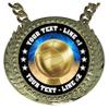 Express Medals Custom Volleyball Champ Chain Trophy with 2 Lines of Personalized Text on a Large Rigid Plastic Award Medal and 34 Inch Long Gold Color Neck Chain. D45 view 2