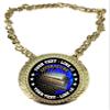 Express Medals Custom Literature Scholastic Champ Chain Trophy with 2 Lines of Personalized Text on a Large Rigid Plastic Award Medal and 34 Inch Long Gold Color Neck Chain. FCL506 view 1