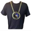 Express Medals Custom Literature Scholastic Champ Chain Trophy with 2 Lines of Personalized Text on a Large Rigid Plastic Award Medal and 34 Inch Long Gold Color Neck Chain. FCL506 view 3