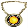 Express Medals Custom Flame Tennis Champ Chain Trophy with 2 Lines of Personalized Text on a Large Rigid Plastic Award Medal and 34 Inch Long Gold Color Neck Chain. EMFCL801 view 1
