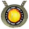 Express Medals Custom Flame Tennis Champ Chain Trophy with 2 Lines of Personalized Text on a Large Rigid Plastic Award Medal and 34 Inch Long Gold Color Neck Chain. EMFCL801 view 2