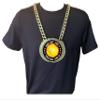 Express Medals Custom Flame Tennis Champ Chain Trophy with 2 Lines of Personalized Text on a Large Rigid Plastic Award Medal and 34 Inch Long Gold Color Neck Chain. EMFCL801 view 3