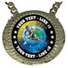 Express Medals Custom BMX Champ Chain Trophy with 2 Lines of Personalized Text on a Large Rigid Plastic Award Medal and 34 Inch Long Gold Color Neck Chain. MY410 view 2