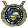 Express Medals Custom Football Champ Chain Trophy with 2 Lines of Personalized Text on a Large Rigid Plastic Award Medal and 34 Inch Long Gold Color Neck Chain. EG28 view 2