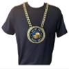 Express Medals Custom Football Champ Chain Trophy with 2 Lines of Personalized Text on a Large Rigid Plastic Award Medal and 34 Inch Long Gold Color Neck Chain. EG28 view 3