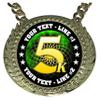 Express Medals Custom 5K Run Race Walk Champ Chain Trophy with 2 Lines of Personalized Text on a Large Rigid Plastic Award Medal and 34 Inch Long Gold Color Neck Chain. FCL578 view 2