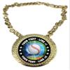 Express Medals Custom Baseball Champ Chain Trophy with 2 Lines of Personalized Text on a Large Rigid Plastic Award Medal and 34 Inch Long Gold Color Neck Chain. MY401 view 1