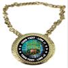 Express Medals Custom Fantasy Football Champ Chain Trophy with 2 Lines of Personalized Text on a Large Rigid Plastic Award Medal and 34 Inch Long Gold Color Neck Chain. MY485 view 1