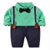 Abolai Gentleman Suspender Outfits Suit with Bowtie for Toddler Boys 3Pcs Woven Shirt and Pants Green 80 view 1