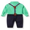 Abolai Gentleman Suspender Outfits Suit with Bowtie for Toddler Boys 3Pcs Woven Shirt and Pants Green 80 view 2