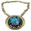 Express Medals Custom Motorcross Champ Chain Trophy with 2 Lines of Personalized Text on a Large Rigid Plastic Award Medal and 34 Inch Long Gold Color Neck Chain. MY433 view 1