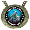 Express Medals Custom Motorcross Champ Chain Trophy with 2 Lines of Personalized Text on a Large Rigid Plastic Award Medal and 34 Inch Long Gold Color Neck Chain. MY433 view 2